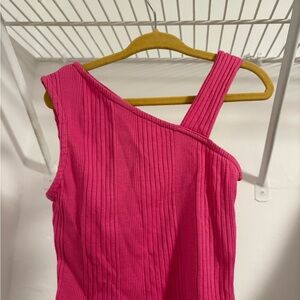 Zara Kids Fuchsia Ribbed One Shoulder Cropped Top